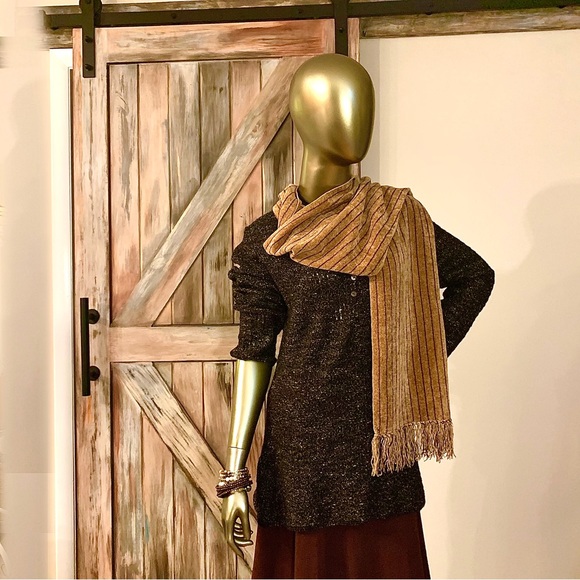 Top Unique Peruvian Brown Fitted Sweater Size Large - Picture 9 of 13